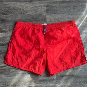 Vintage 90's LL Bean Maine Men's SALMON Nylon Swim TRUNKS Red Swim Shorts 💚